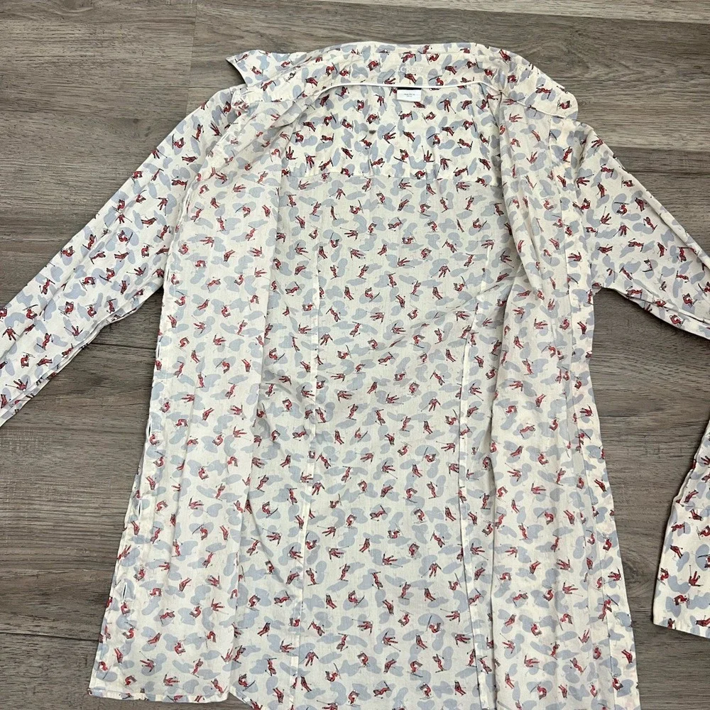 J.‎ Crew Women's Unique Skiing Print Button Up With Collar Size 0